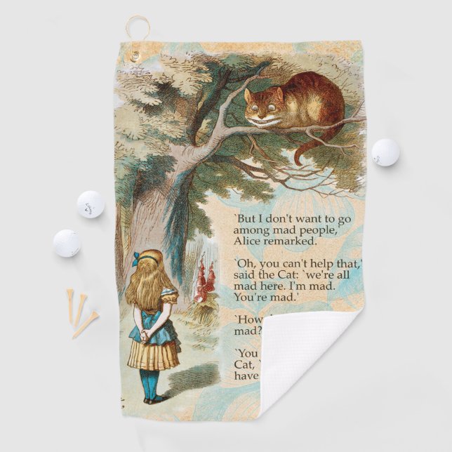 Alice im Wunderland Cheshire Cat Mad Golfhandtuch (Insitu)