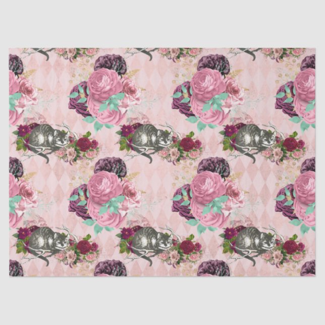 Alice im Wunderland Cheshire Cat Pink Decoupage Seidenpapier (Vorderseite)