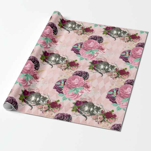 Alice im Wunderland Cheshire Cat Pink Geschenkpapier (Ungerollt)