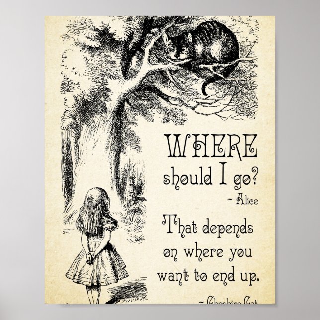 Alice im Wunderland - Cheshire Cat Quote - Wo ist  Poster (Vorne)