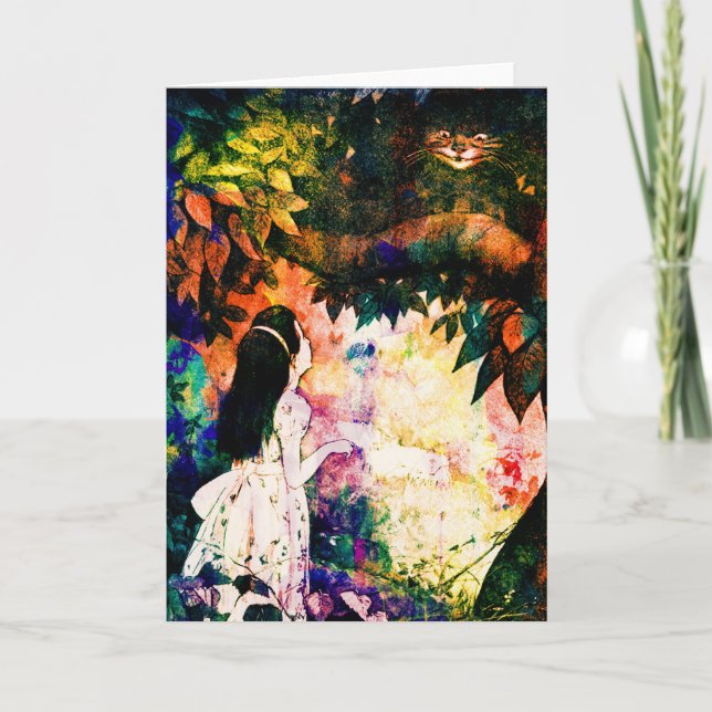 Alice im Wunderland Cheshire Cat Watercolor Karte (Vorderseite)