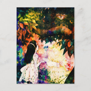 Alice im Wunderland Cheshire-Katze Aquarell Postkarte