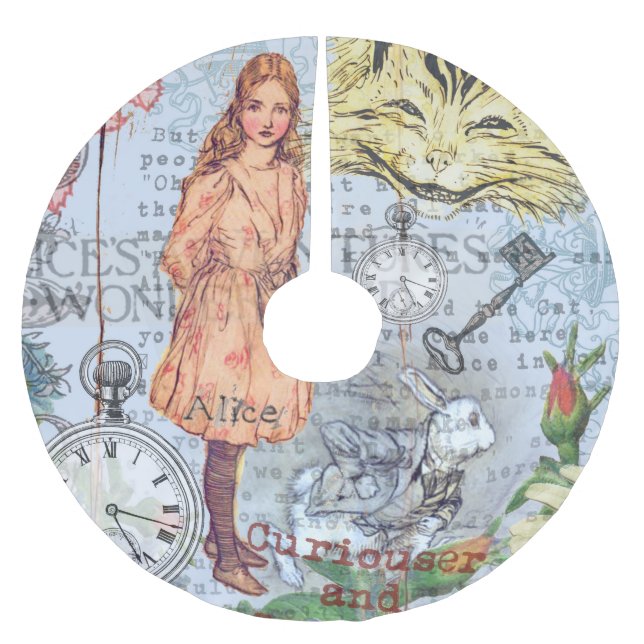 Alice im Wunderland Classic Cheshire Rabbit Alice Polyester Weihnachtsbaumdecke (Vorderseite)