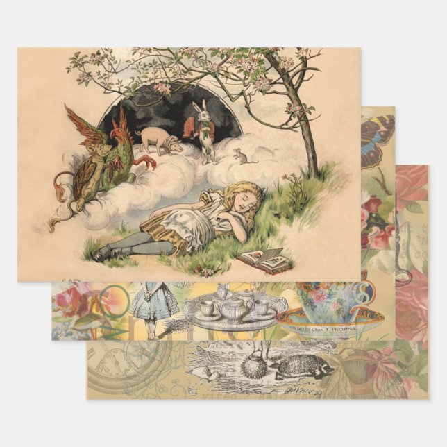 Alice im Wunderland Classic Illustration Geschenkpapier Set (Set)