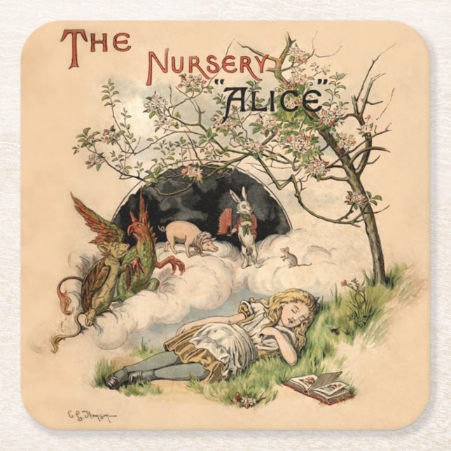 Alice im Wunderland Classic Illustration Rechteckiger Pappuntersetzer (Vorderseite)