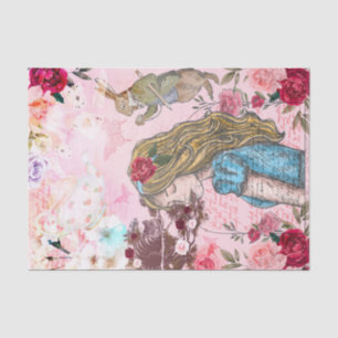 Alice im Wunderland Collage Decoupage Floral Rose Seidenpapier