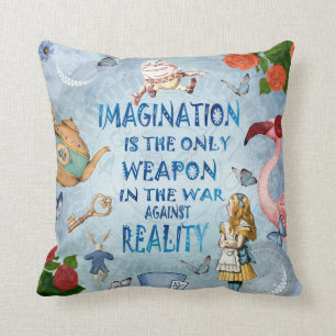 Alice im Wunderland-Collagen-Zitat - Fantasie Kissen