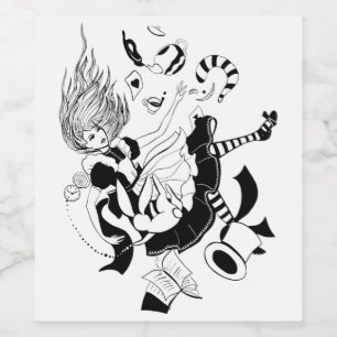 Alice im Wunderland: coole grafische Darstellung Weinetikett