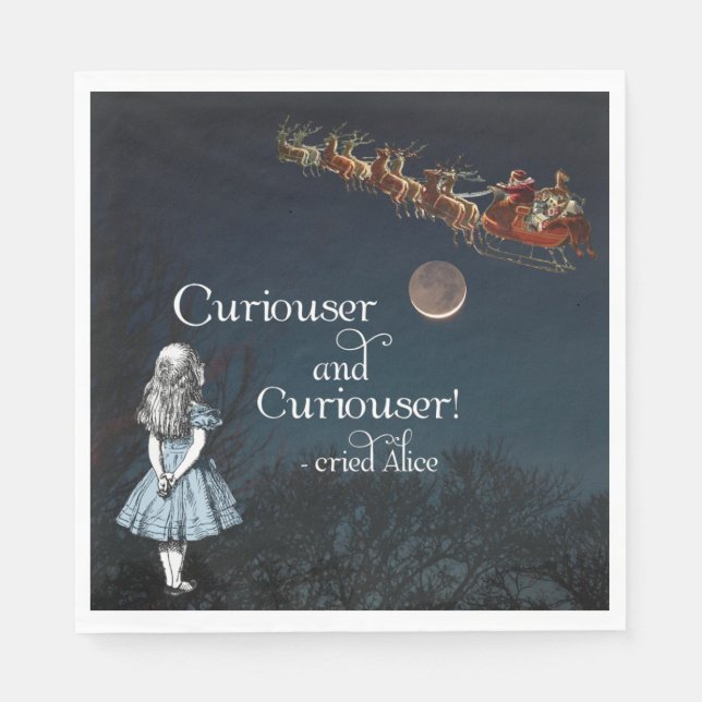 Alice im Wunderland Curiouser Christmas Napkins Serviette (Vorderseite)