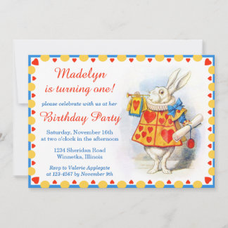 Alice im Wunderland Custom Birthday Party Einladung