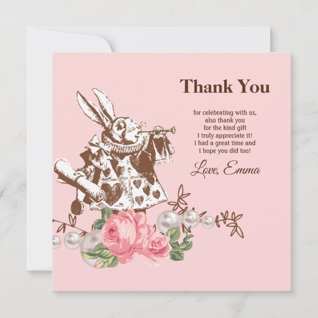 Alice im Wunderland danke Einladung (Vorderseite)