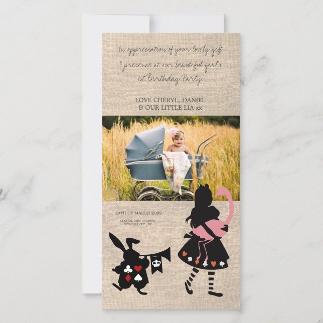 Alice im Wunderland danke Ihnen Baby Foto Card (Vorderseite)