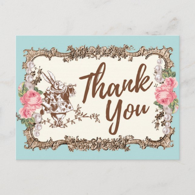 Alice im Wunderland danke Ihnen Postcard Einladungspostkarte (Vorderseite)