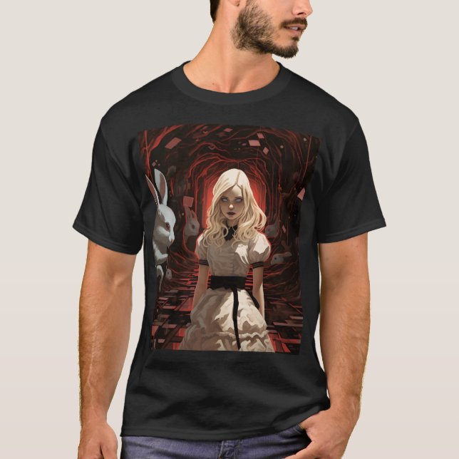 Alice im Wunderland Dark Surrealistisch T-Shirt (Vorderseite)