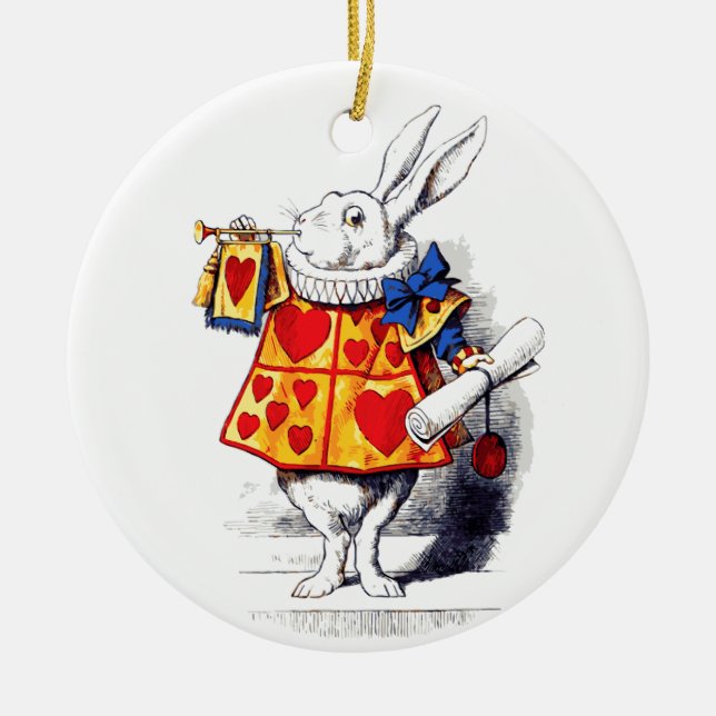 Alice im Wunderland Das weiße Kaninchen von Tennie Keramik Ornament (Vorne)
