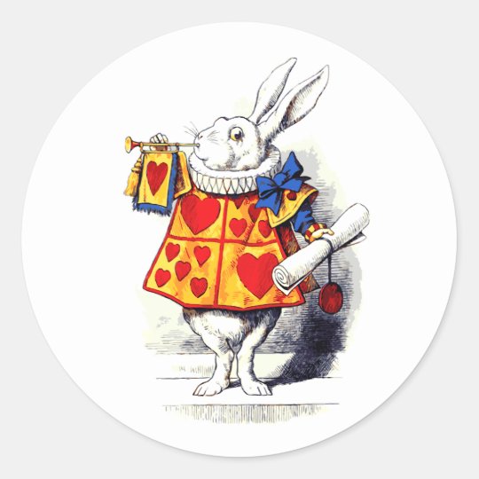 Alice Im Wunderland Das Weisse Kaninchen Von Tennie Runder Aufkleber Zazzle At