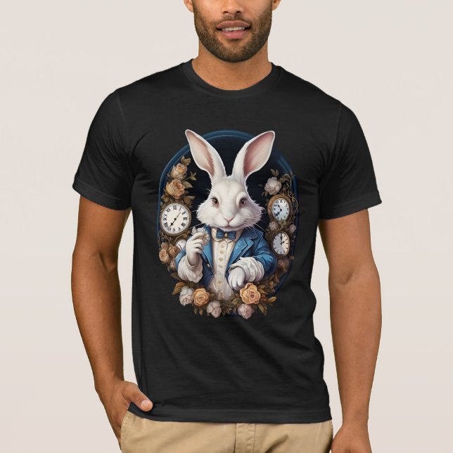 Alice im Wunderland der Weißen Kaninchen und Rose T-Shirt (Vorderseite)