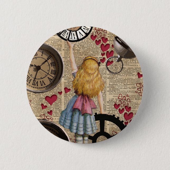 Alice im Wunderland, die in Zeit reist Button (Vorderseite)