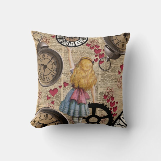 Alice im Wunderland, die in Zeit reist Kissen (Vorderseite)