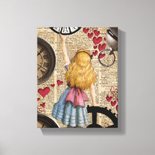 Alice im Wunderland, die in Zeit reist Leinwanddruck