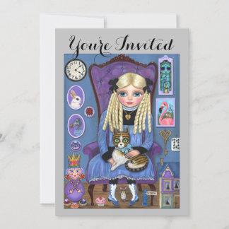 Alice im Wunderland Dinah Cat Geburtstag Einladung