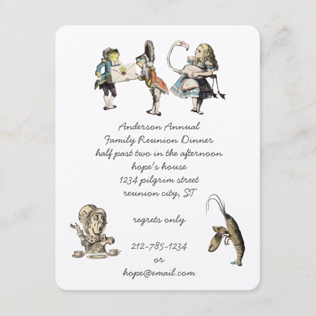 Alice im Wunderland Dinner Party Einladung (Vorderseite)