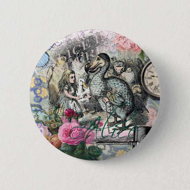 Alice im Wunderland Dodo Klassische Kunstwerke Button (Vorderseite)
