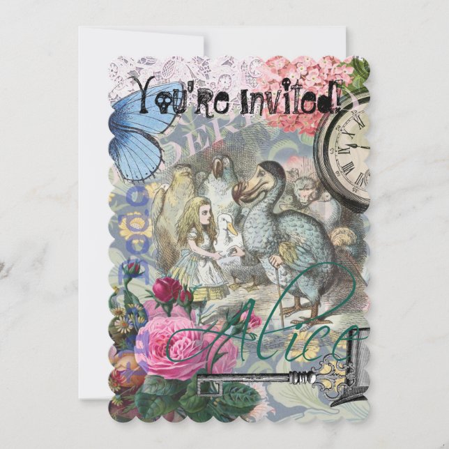 Alice im Wunderland Dodo Klassische Kunstwerke Einladung (Vorderseite)