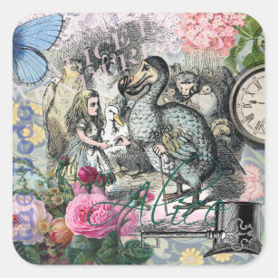 Alice im Wunderland Dodo Klassische Kunstwerke Quadratischer Aufkleber