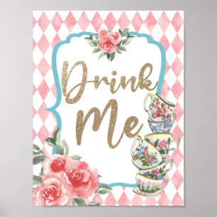 Alice im Wunderland Drink Me Poster Geburtstag Zei
