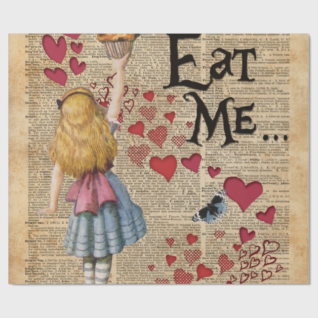 Alice im Wunderland Eat Me Muffin Geschenkpapier (Flach)