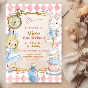 Alice im Wunderland Einerland 1. Geburtstag Einladung