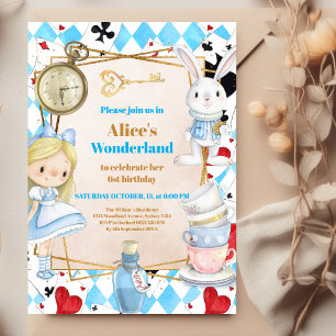 Alice im Wunderland Einerland 1. Geburtstag Einladung