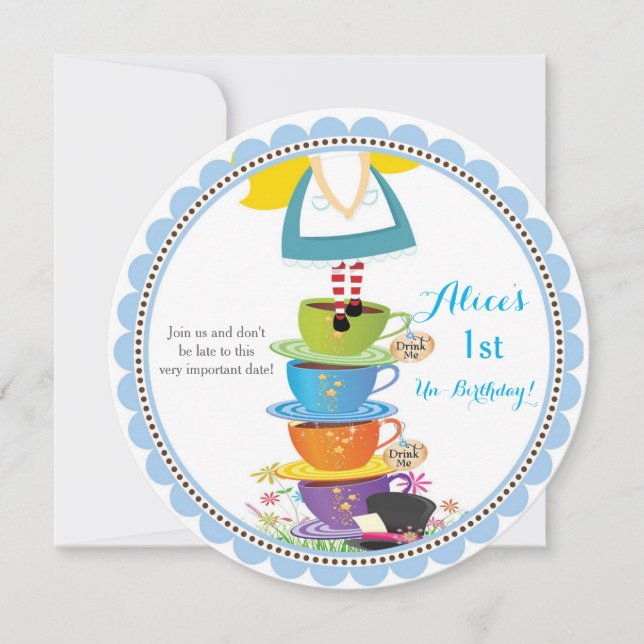 Alice im Wunderland Einladung (Vorderseite)