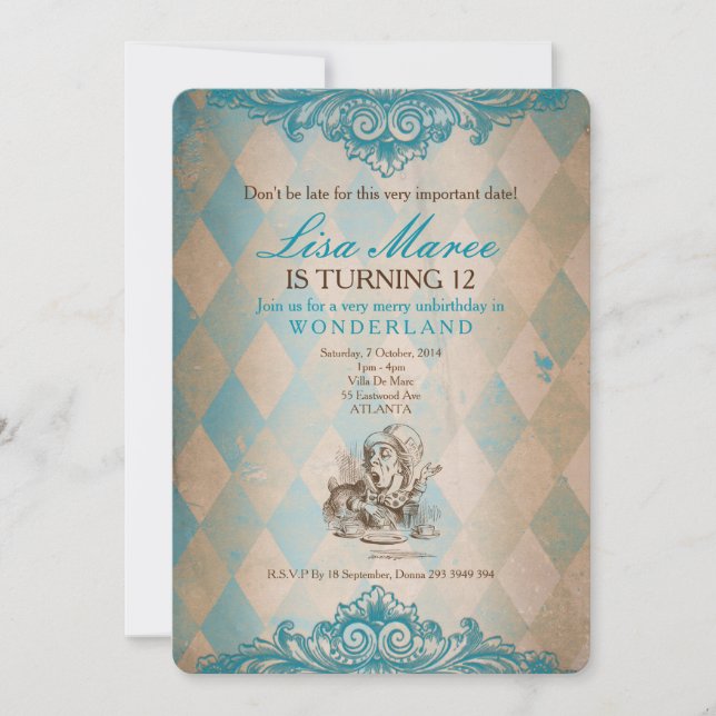 Alice im Wunderland - Einladung (Vorderseite)