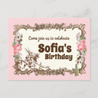 Alice im Wunderland Einladung Postkarte