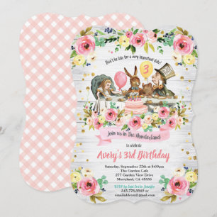 Alice im Wunderland - Einladung zum Geburtstag pin