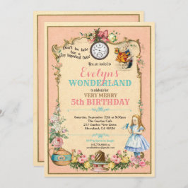 Alice im Wunderland - Einladung zum Geburtstag pin