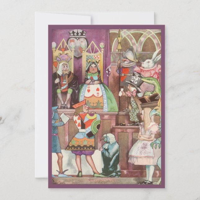 Alice im Wunderland Einladung zur Geburtstagsparte (Vorderseite)