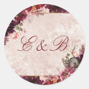 Alice im Wunderland Elegant Monogram Wedding Runder Aufkleber