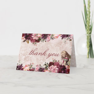 Alice im Wunderland Elegante Vintage-Hochzeit Dankeskarte