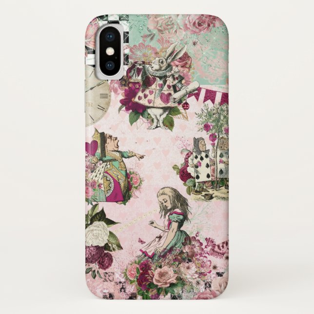 Alice im Wunderland Elegantes Rosa Case-Mate iPhone Hülle (Rückseite)