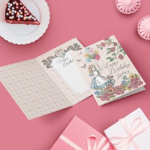 Alice im Wunderland Fairytale Happy Birthday Card Karte