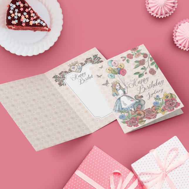 Alice im Wunderland Fairytale Happy Birthday Card Karte (Von Creator hochgeladen)