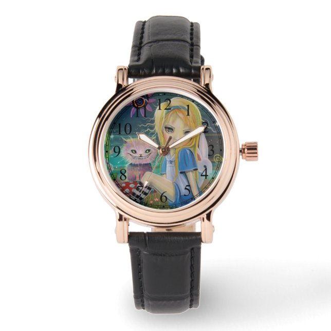Alice im Wunderland Fairytale Niedlich Girly Watch Armbanduhr (Vorderseite)