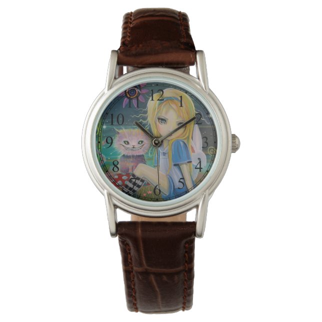 Alice im Wunderland Fairytale Niedlich Girly Watch Armbanduhr (Vorderseite)