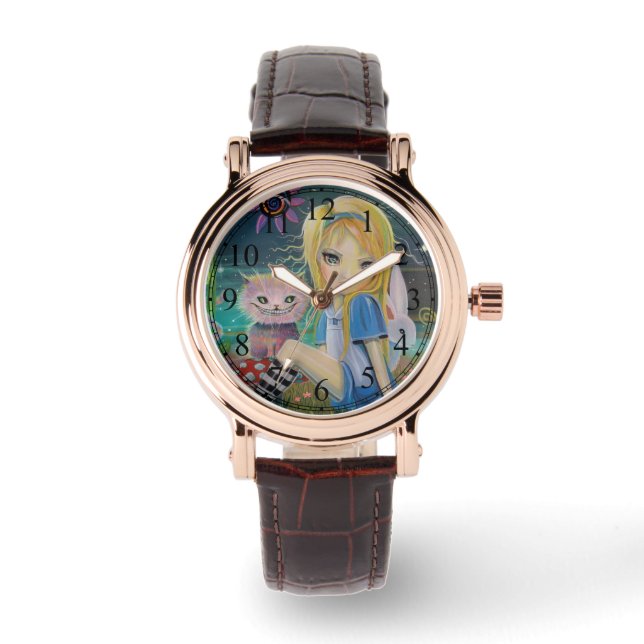Alice im Wunderland Fairytale Niedlich Girly Watch Armbanduhr (Vorderseite)