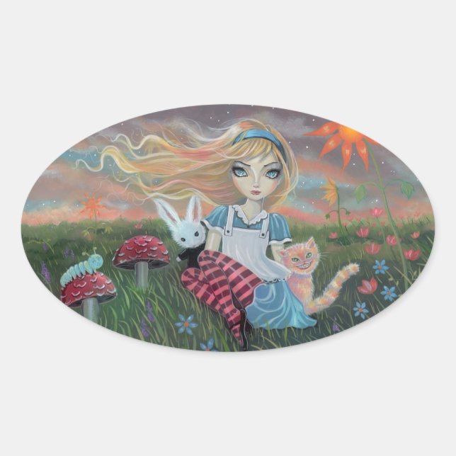 Alice im Wunderland Fantasy Art Stickers (Vorderseite)
