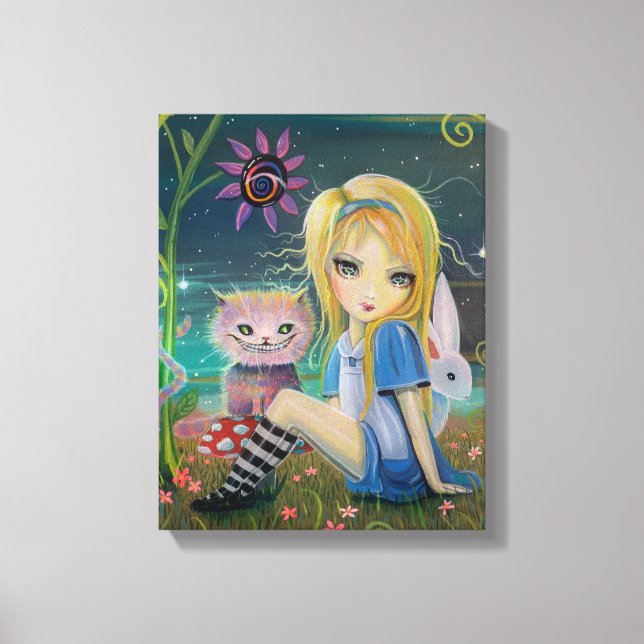 Alice im Wunderland Fantasy Fairytale Kunst, Dicht Leinwanddruck (Vorderseite)