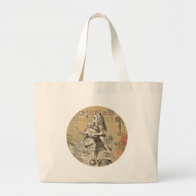 Alice im Wunderland Flamingo Classic Jumbo Stoffbeutel (Vorne)